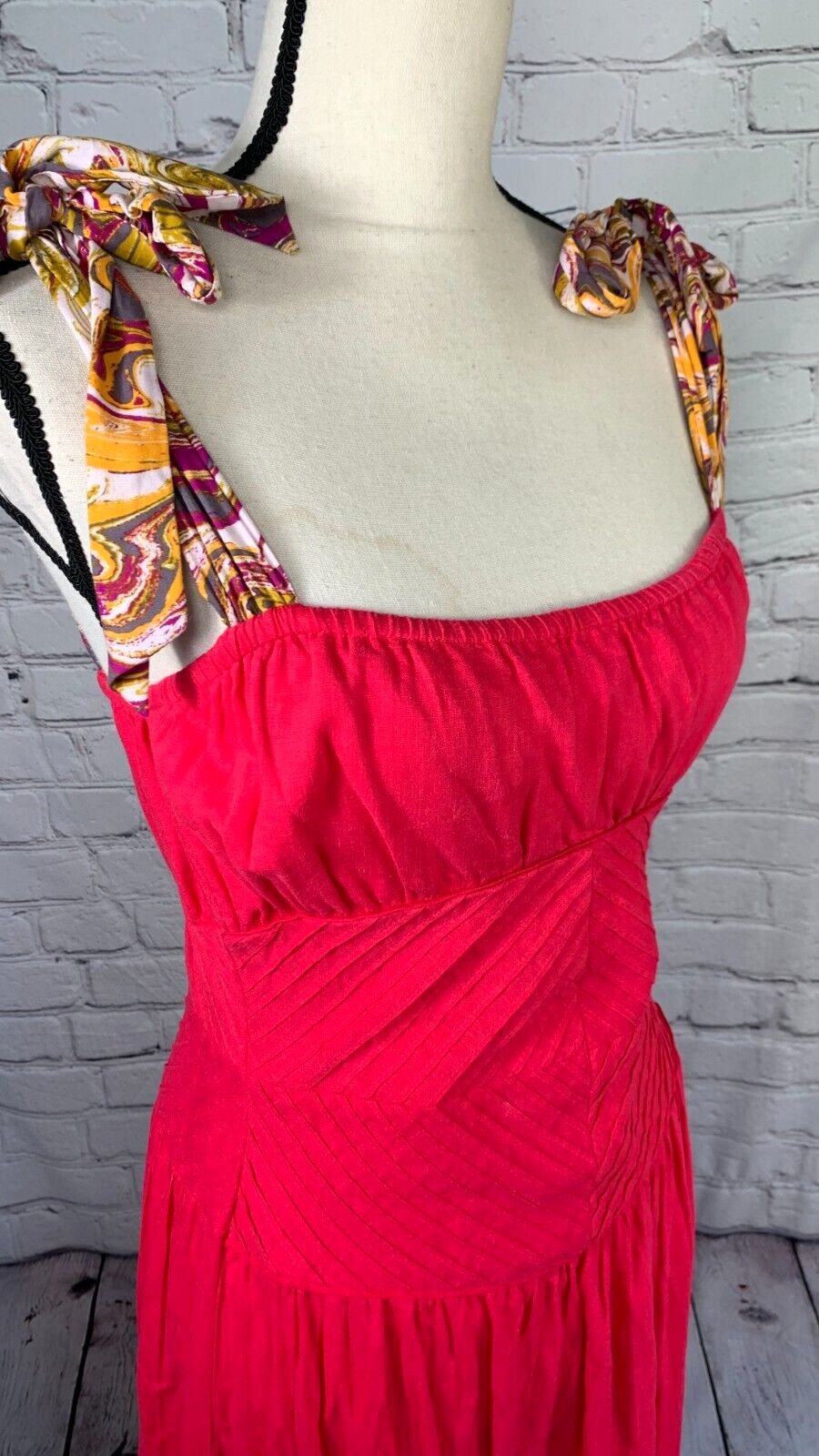 NWT $ 148 Free People Hot Hibiscus Santorini Maxi Dress Strapped Linen Rayon 4.