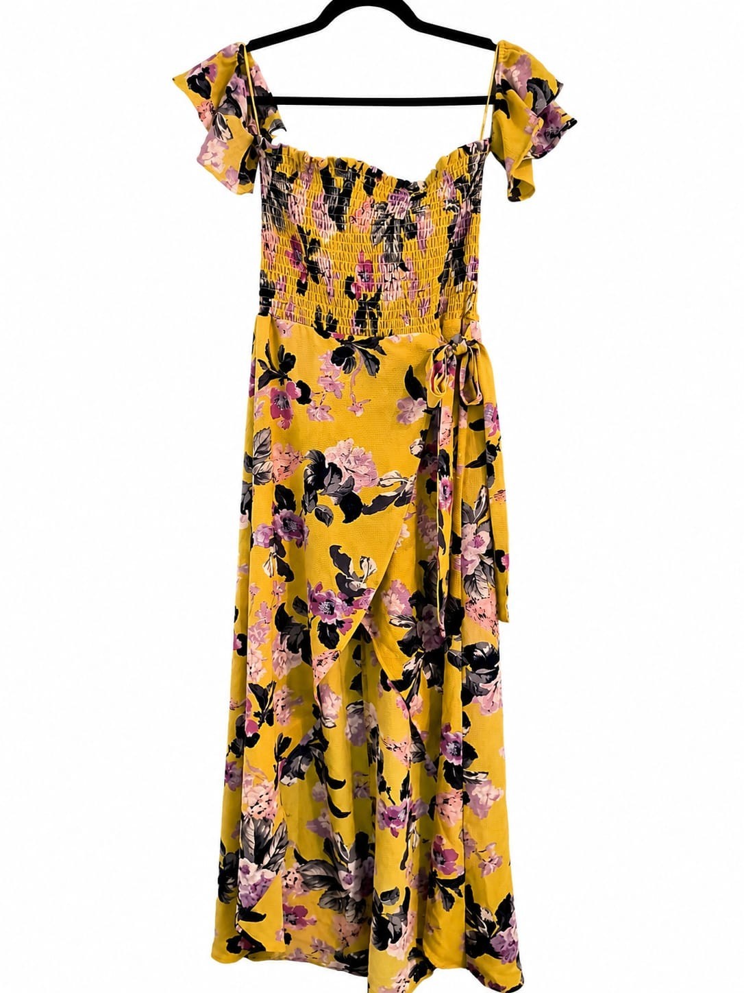 Love Tree Women’s Size Small Yellow Floral Midi Dress Pre-owned