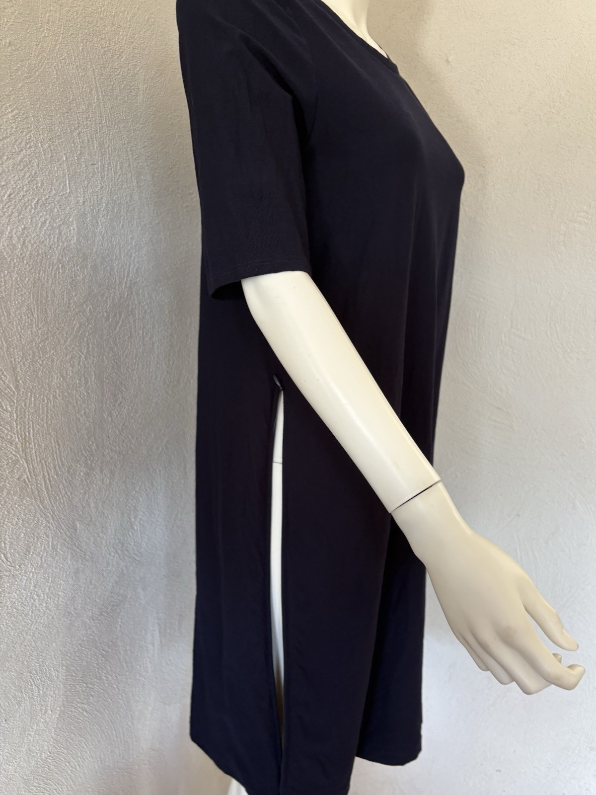 Eileen Fisher XS/TP Navy Washable Stretch Crepe Side Zip Shift Dress