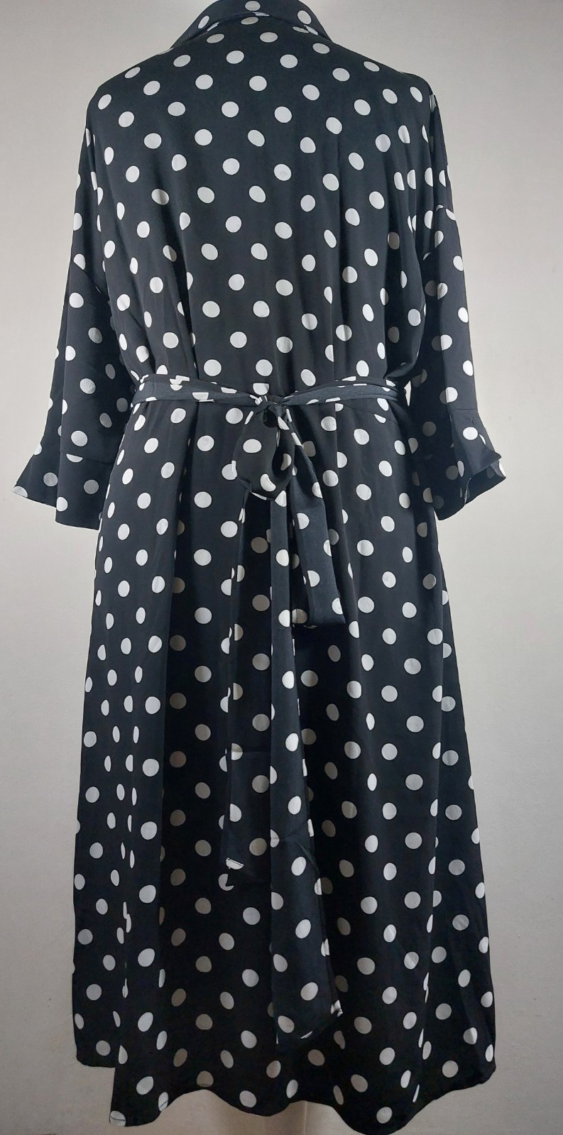 Manon Baptiste Black & White Polka Dot Wrap Dress UK 20 EU48 Tie Belt Midi