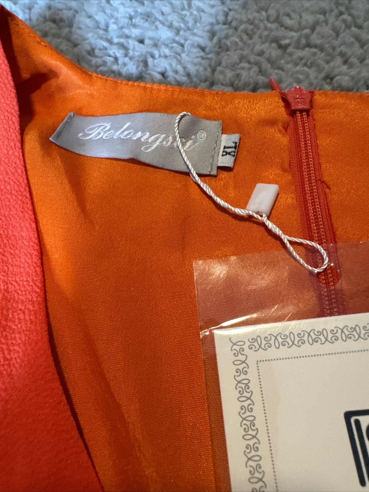 V-Neck Orange Bell Sleeve Shift Dress Mini Dress Sz XL By Belongsci