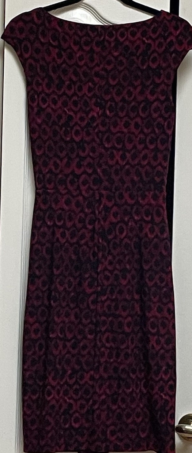 Lauren Ralph Lauren Purple/Black Ruched Lined Stretch Dress Size 4, Non-wrinkle