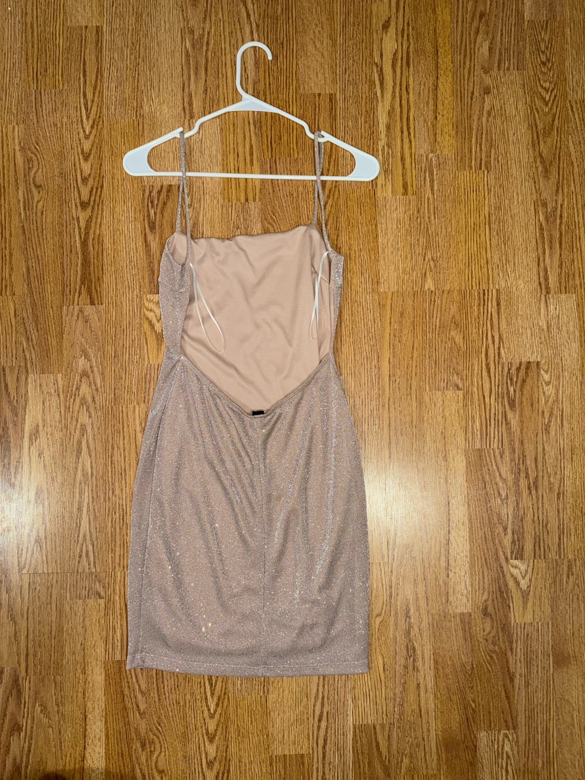 Champagne Sparkle Backless Spaghetti Strap Mini Dress Windsor NWT BodyCon Size S