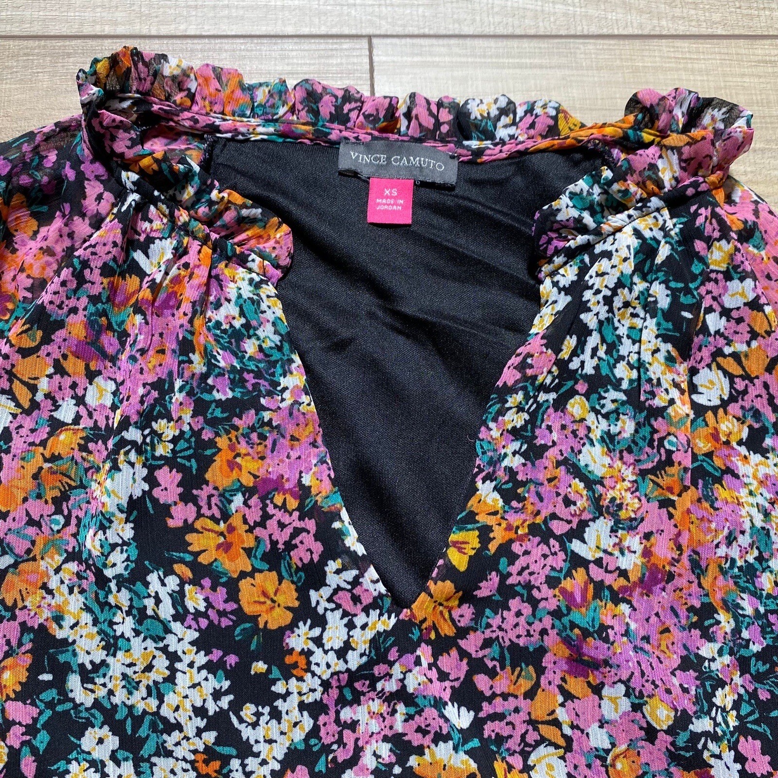 Vince Camuto Womens Tiered Floral Long Sleeve Dress Size XS Lightweight Lined