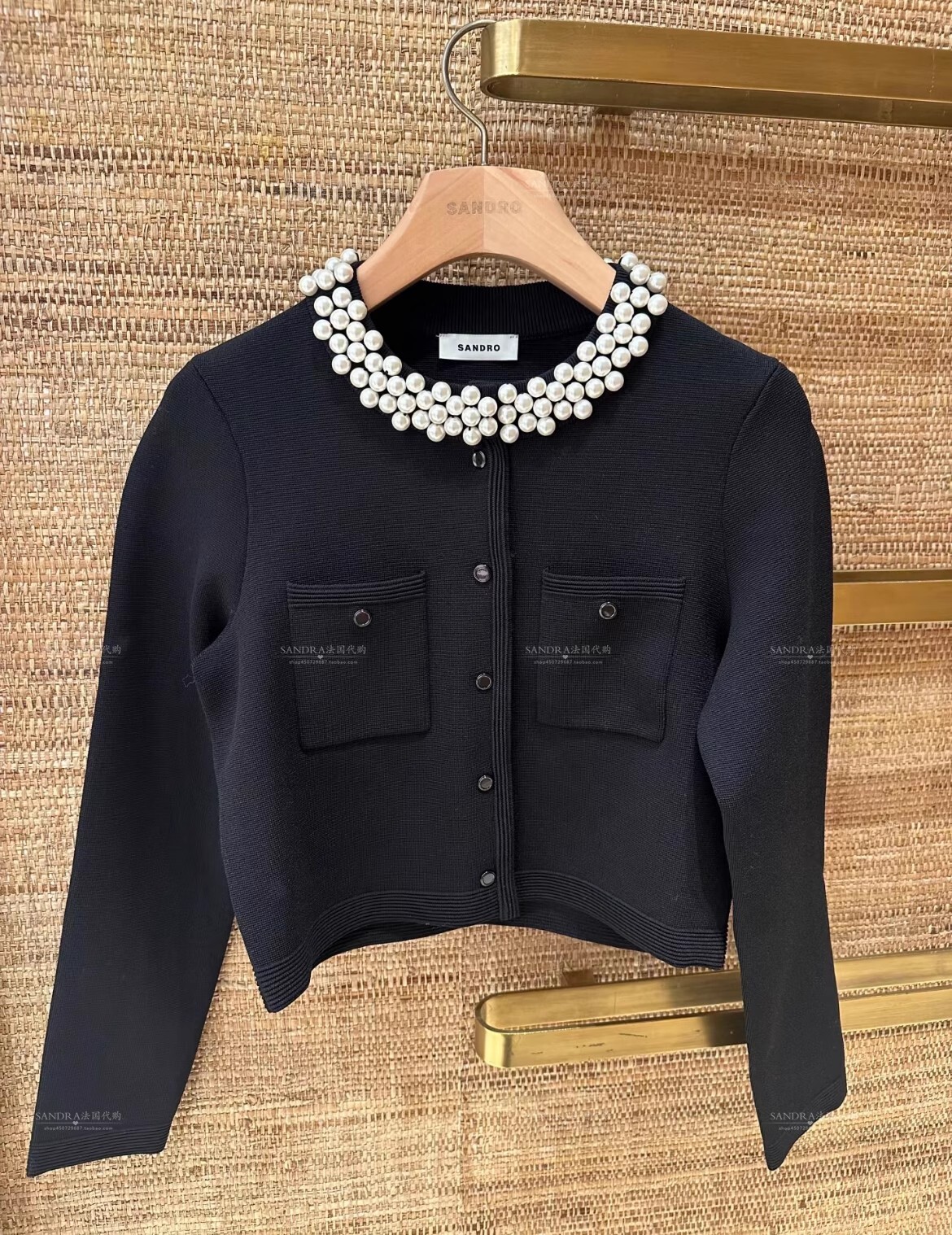 Sandro Knit cardigan + A-line skirt+Studded ruffled fishtail knitted vest dress