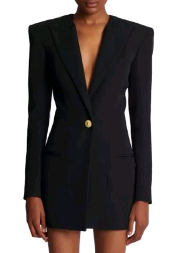 BALMAIN Grain De Poudre Single Breasted Blazer Dress FR 36 US 4 S Org $2,850