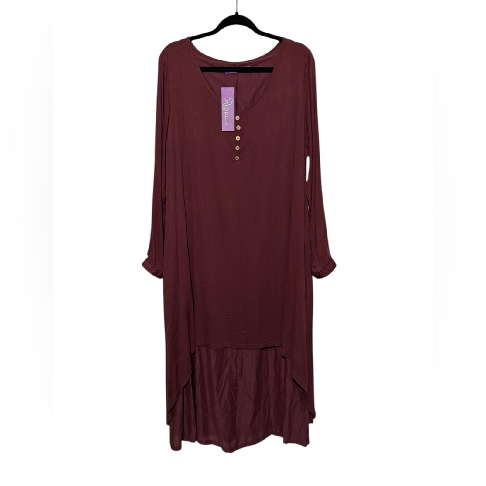 Romacci NWT Red Maroon A-line Loose Oversized Boho Hippie Dress Size XL