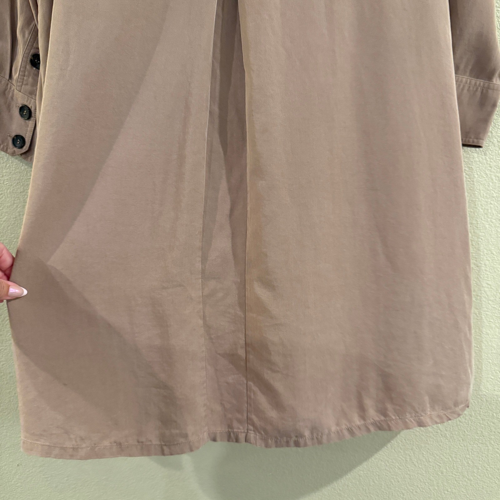 Soft Surroundings Tunic Shirt Dress Womens Petite MedTan Lyocell Safari Utility
