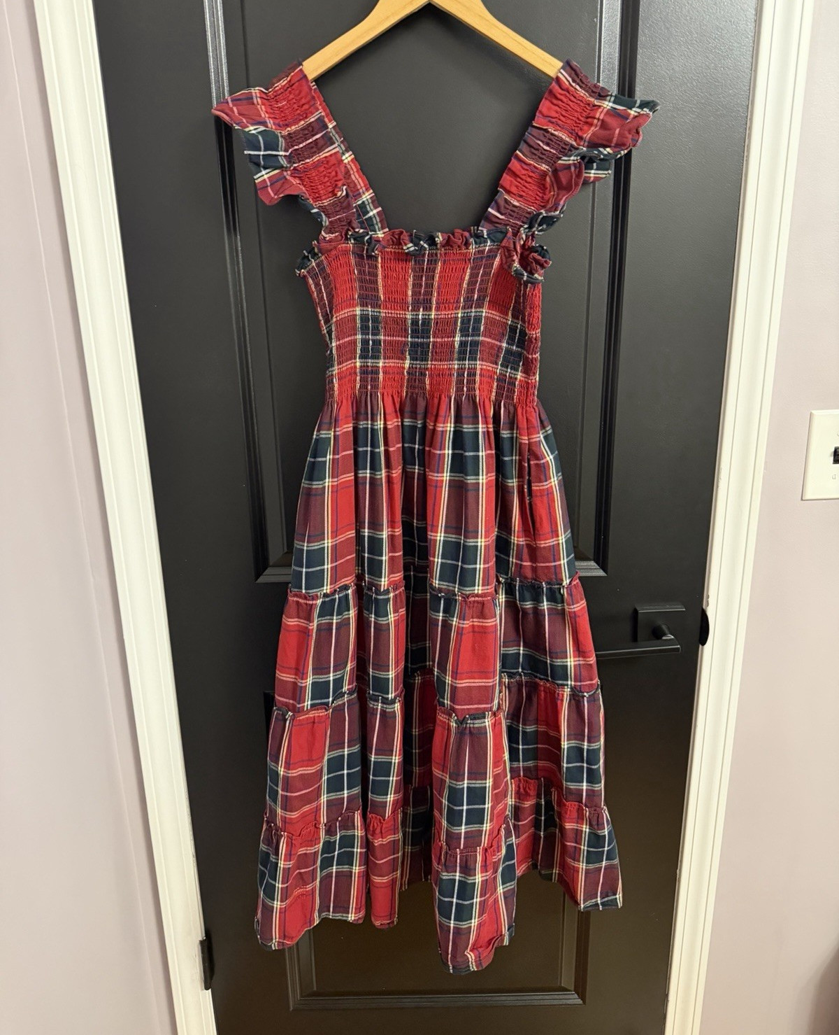 Hill House Home Nap Dress in Red and Navy Tartan Midi Dress S