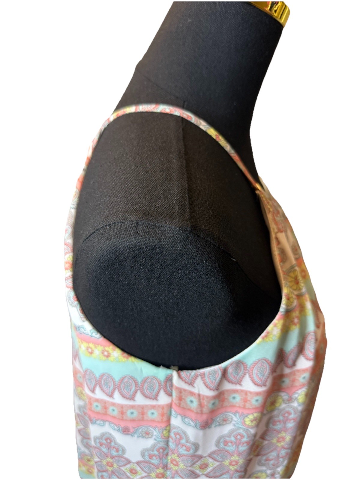 As U Wish Women’s Multicolored Halter Dress, Front/Back Keyhole, Lined, Small