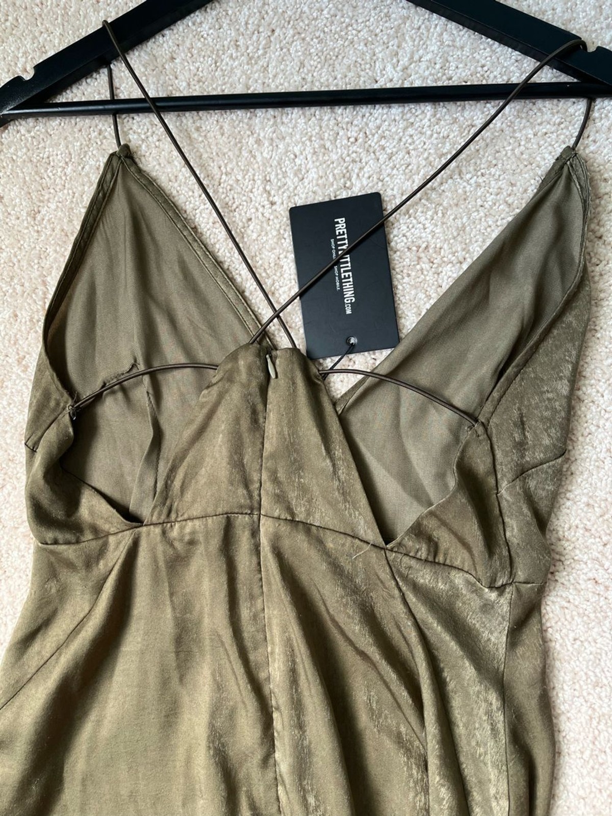 PrettyLittleThing Khaki Side Split Maxi Dress NWT | UK 10 (US 6)