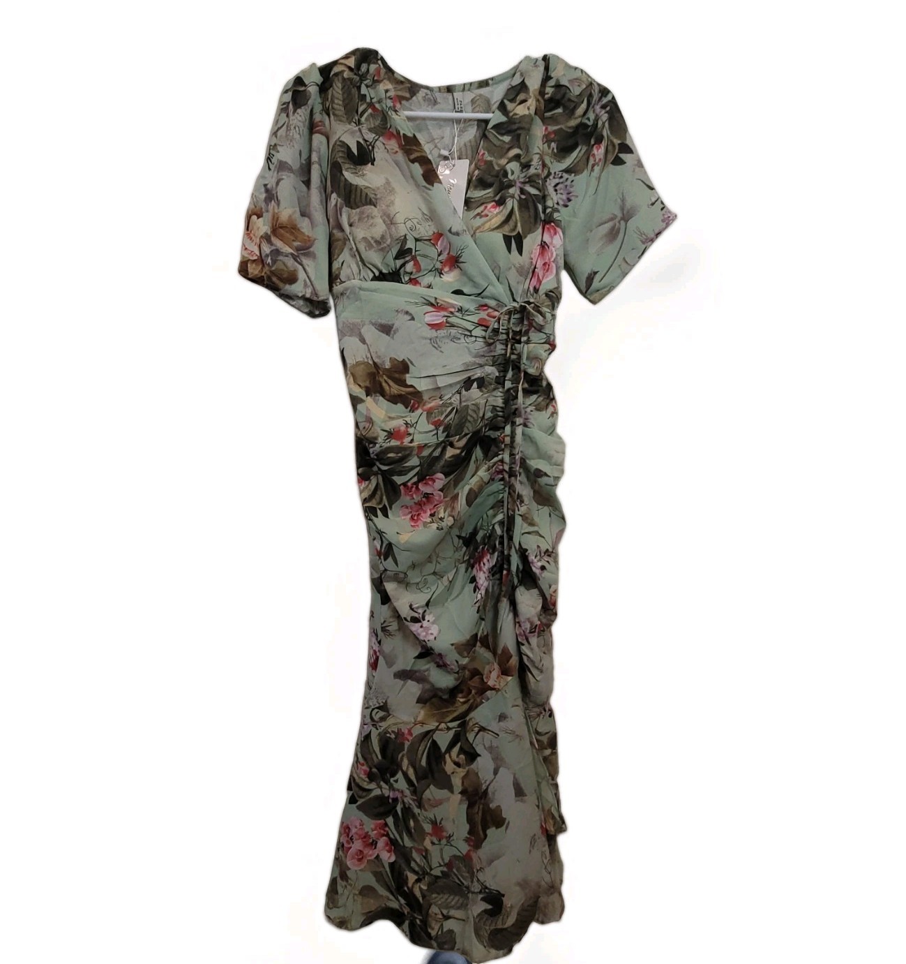 New Fashion Dress Sinch On One Side Form Fitting Green Size S NWT