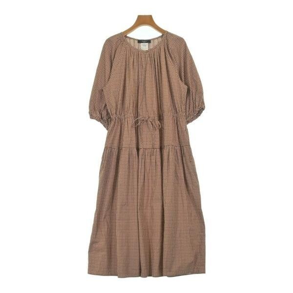 Max Mara Weekend Line Brown White Check Shirt Dress Midi Cotton Women Sz 40