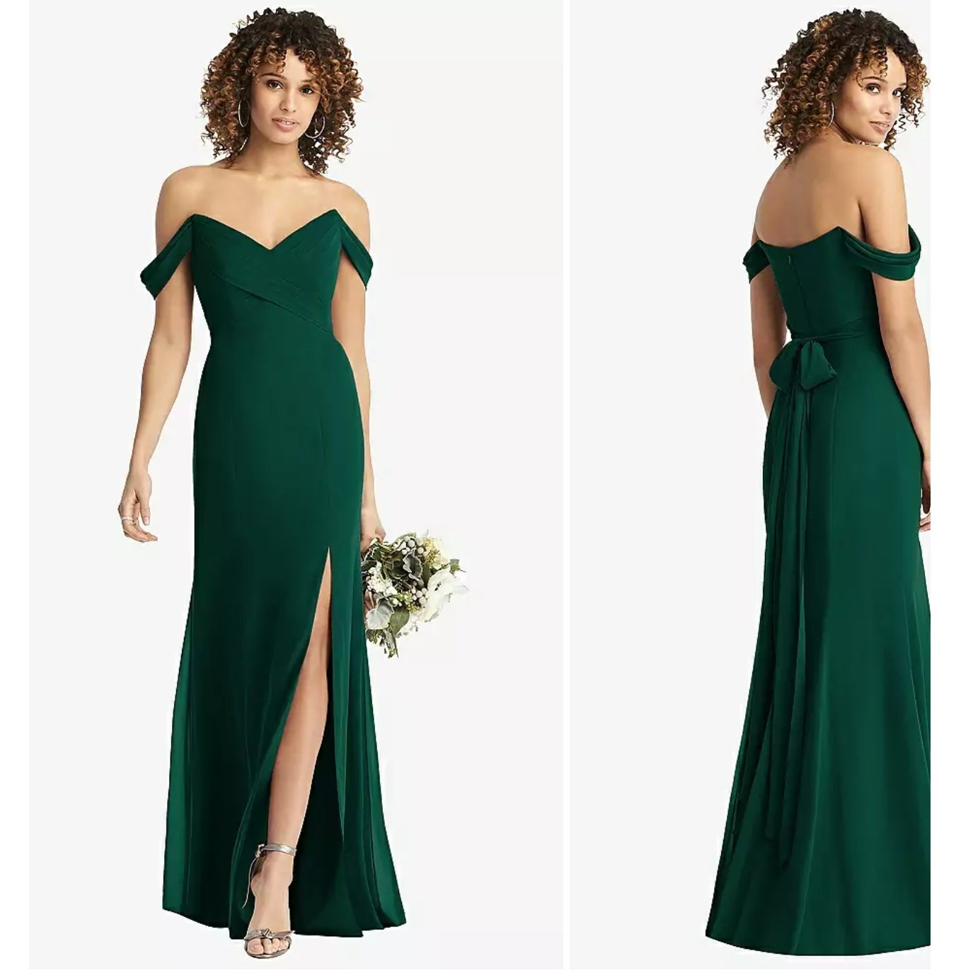 Social Bridesmaids Forest Green Strapless Chiffon Trumpet Gown Size 6