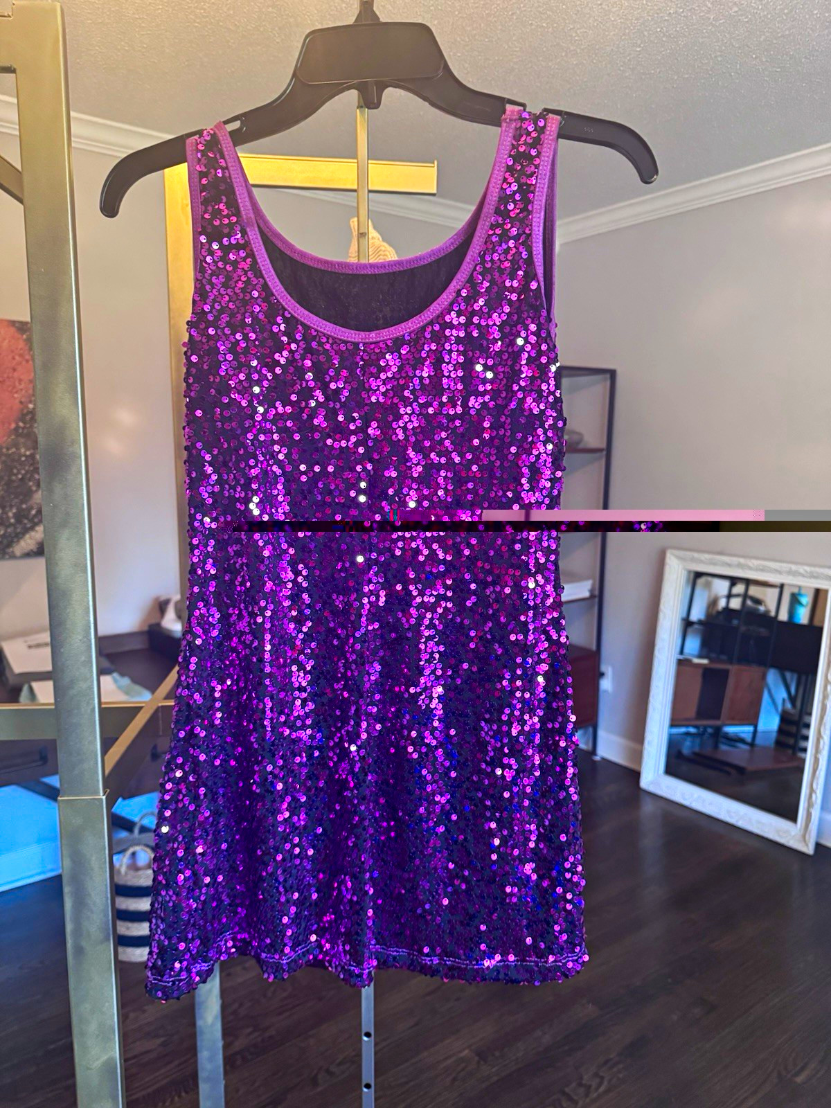 Gia-Mia Women MA Purple Sequin Scoop Neck Sleeveless Mini Pullover G175