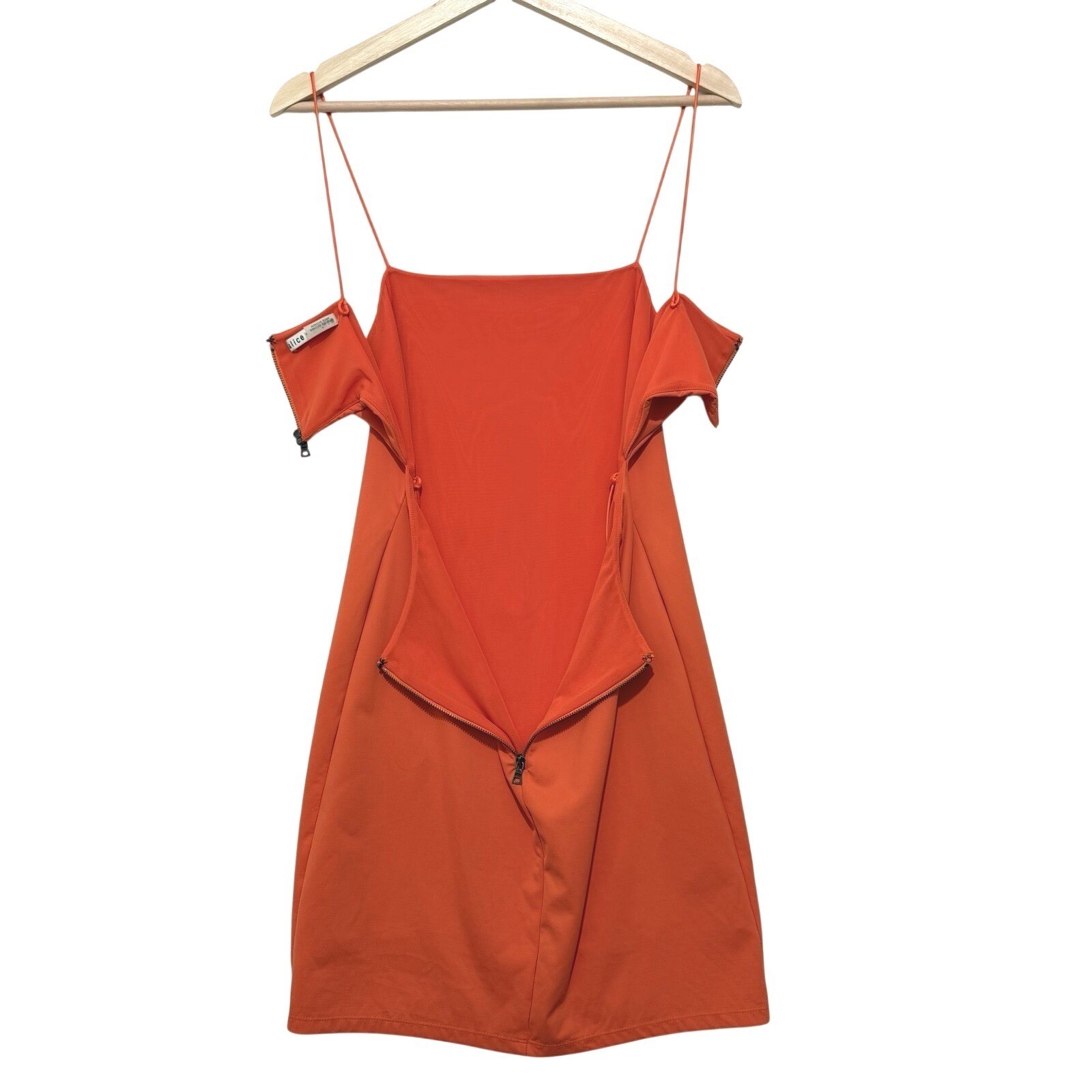 Alice + Olivia Orange Cocktail Cut Out Nelle Bodycon Slip Mini Dress Size 8