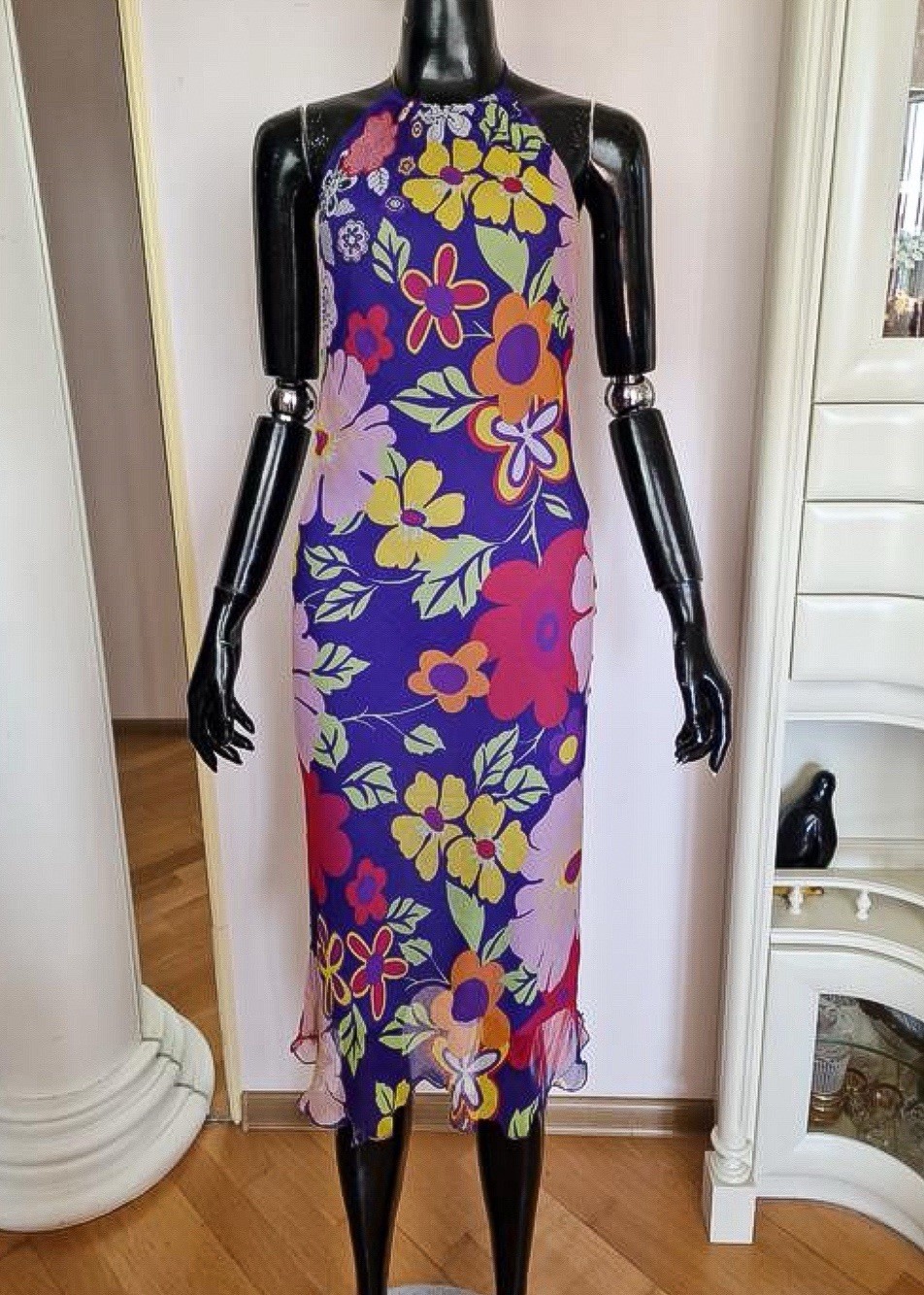 Versace 2000s NEW! Silk Floral Dress, Made In Italy