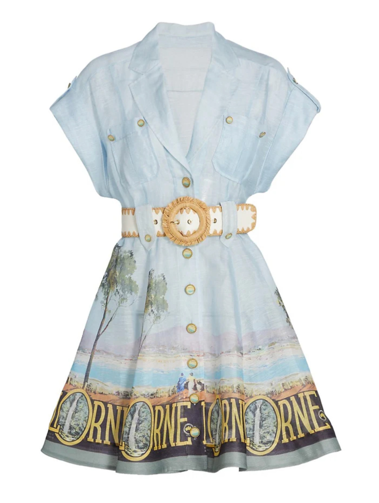 BNWT ZIMMERMANN LORNE PRINT POSTCARD SHIRT MINI DRESS – SIZE 0/4 US (RRP $1500)