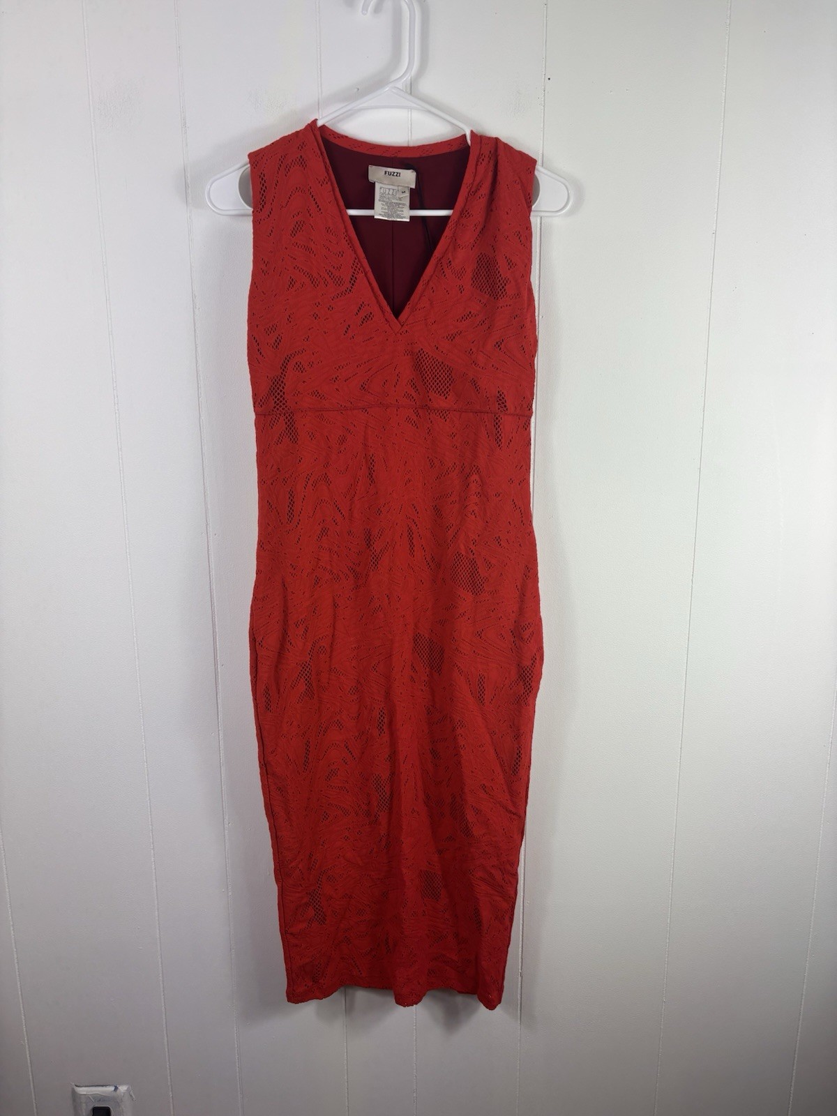 FUZZI Jean Paul Gaultier NWT Stretch Jacquard Lace Lined V-Neck Dress Size M