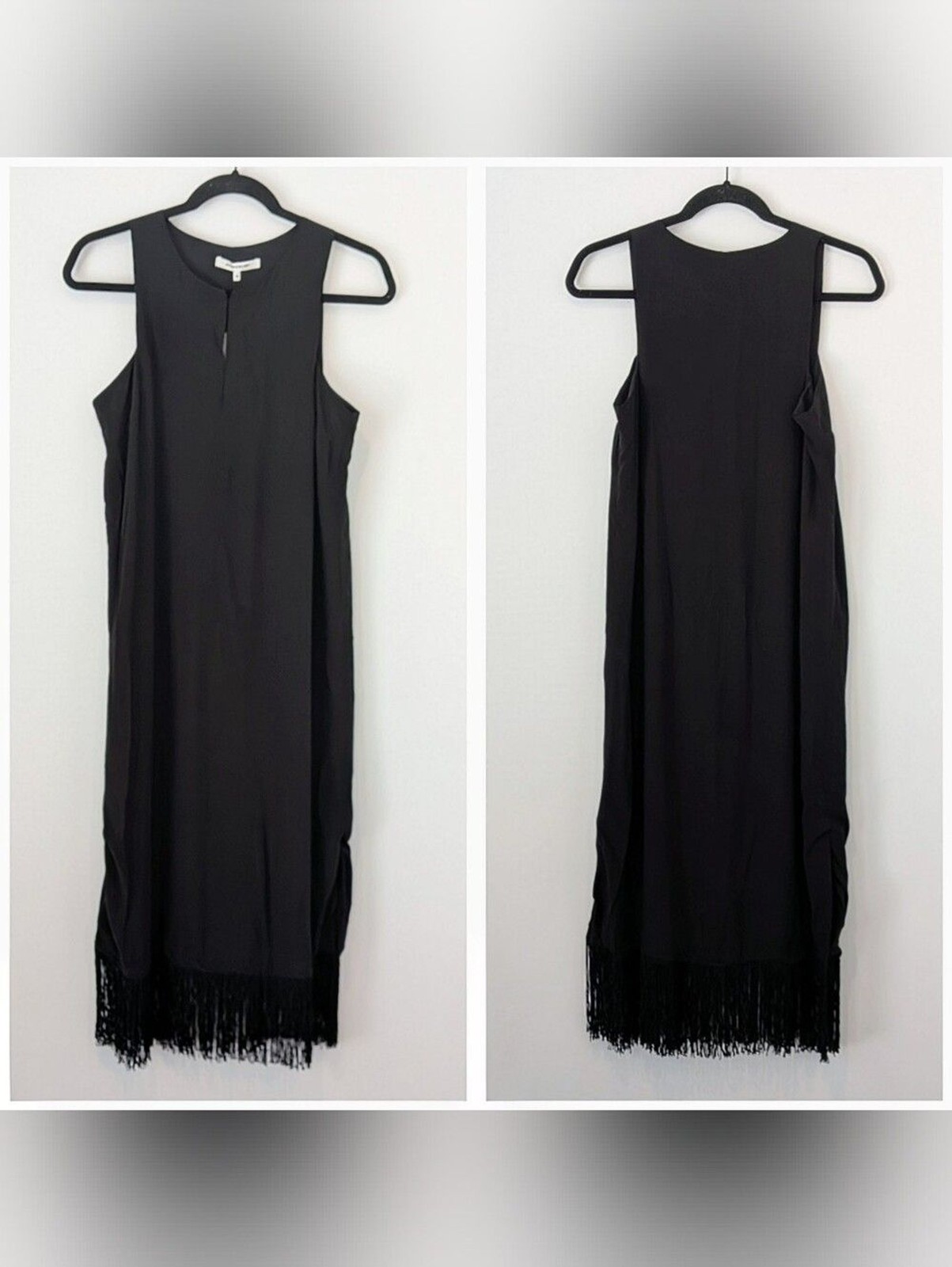NEW Emerson Fry Cut Out Fringe Midi Dress Size XS Black