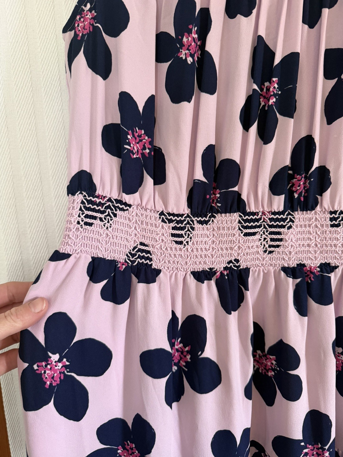 Kate Spade Mainline Grand Flora Smocked Waist midi dress Size large pockets!