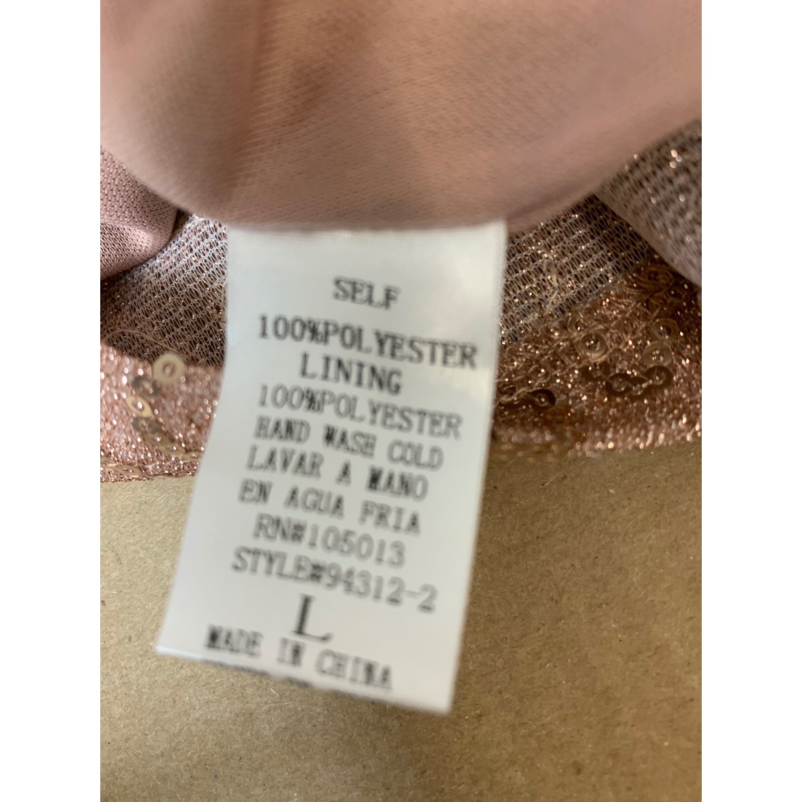 Andree by Unit Sequin Dress Womens Large Rose Gold New Mini V-Neck Sparkly