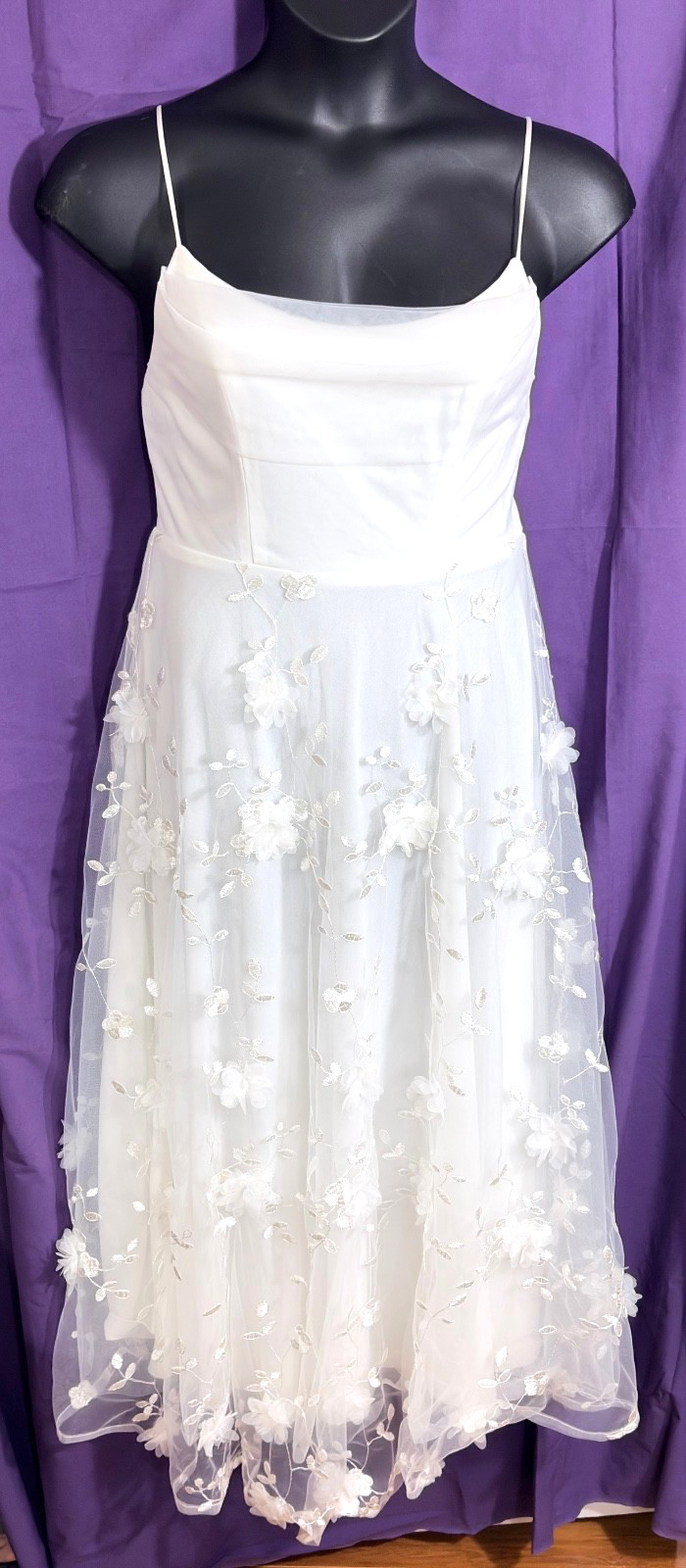 women’s Hello Molly dress size XL white sheer tulle overlay straps lining polyes