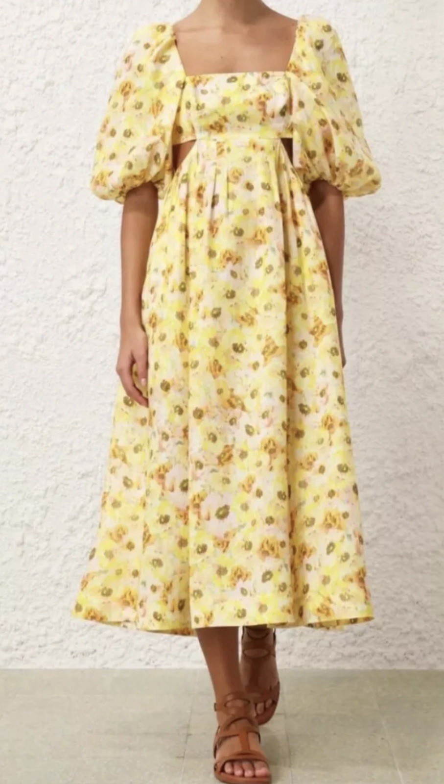 Zimmermann Lightburst Cut-out Yellow Midi Dress size 2 / au 12 / us 8