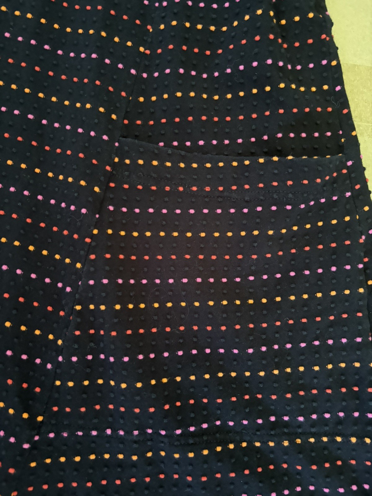 AINO Finland XL Lagenlook Dress, Black Pink Orange Stripes Dots Pockets