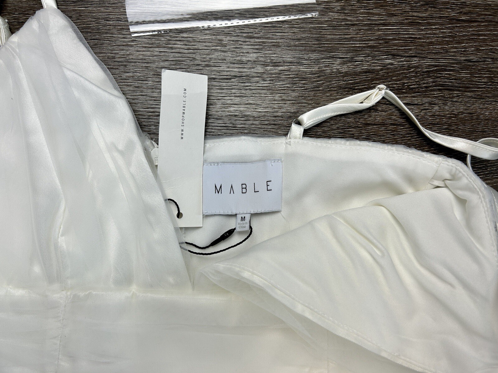 Anthropologie MABLE White Boho Bridal Maxi Dress Tulle Tiered NWT Medium