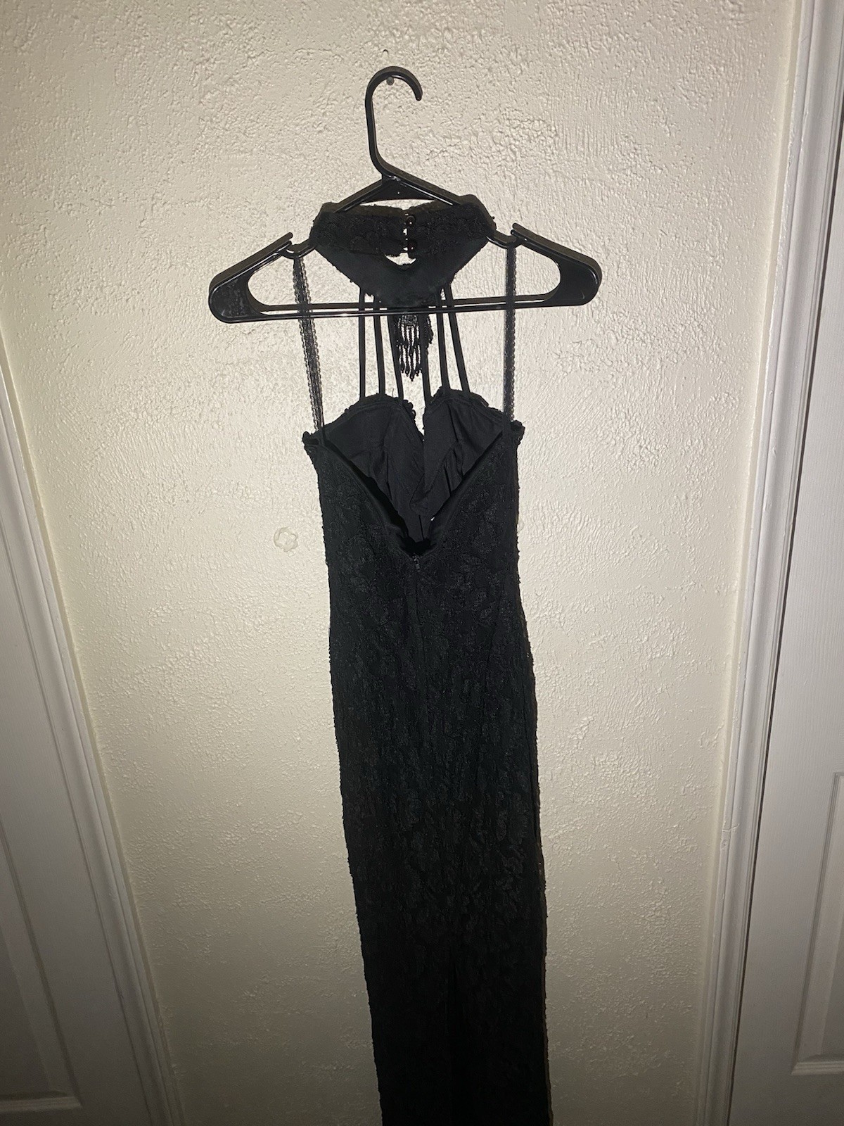 Women’s Black Solid Lace Strappy Sleeveless Long Maxi Dress Size S Regular