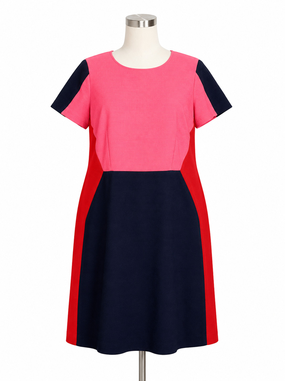 Boden Tweed Pippa Sheath Shift Dress Pink Red Mod Retro Colorblock US 12R Large