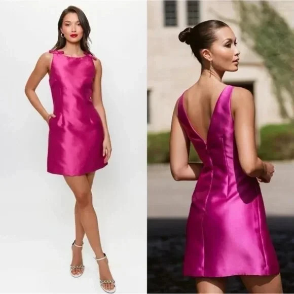 New Hutch Anthropologie Chesca Bow Taffeta Satin Mini Dress Small