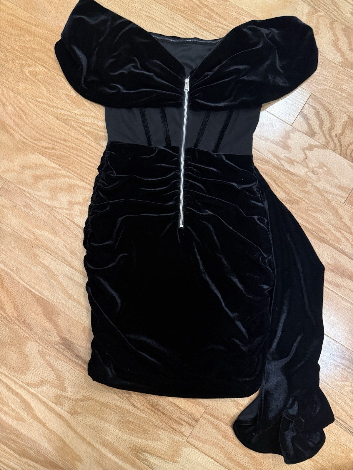 Black Velvet Parthea Corset Off the Shoulder Dress Size XS