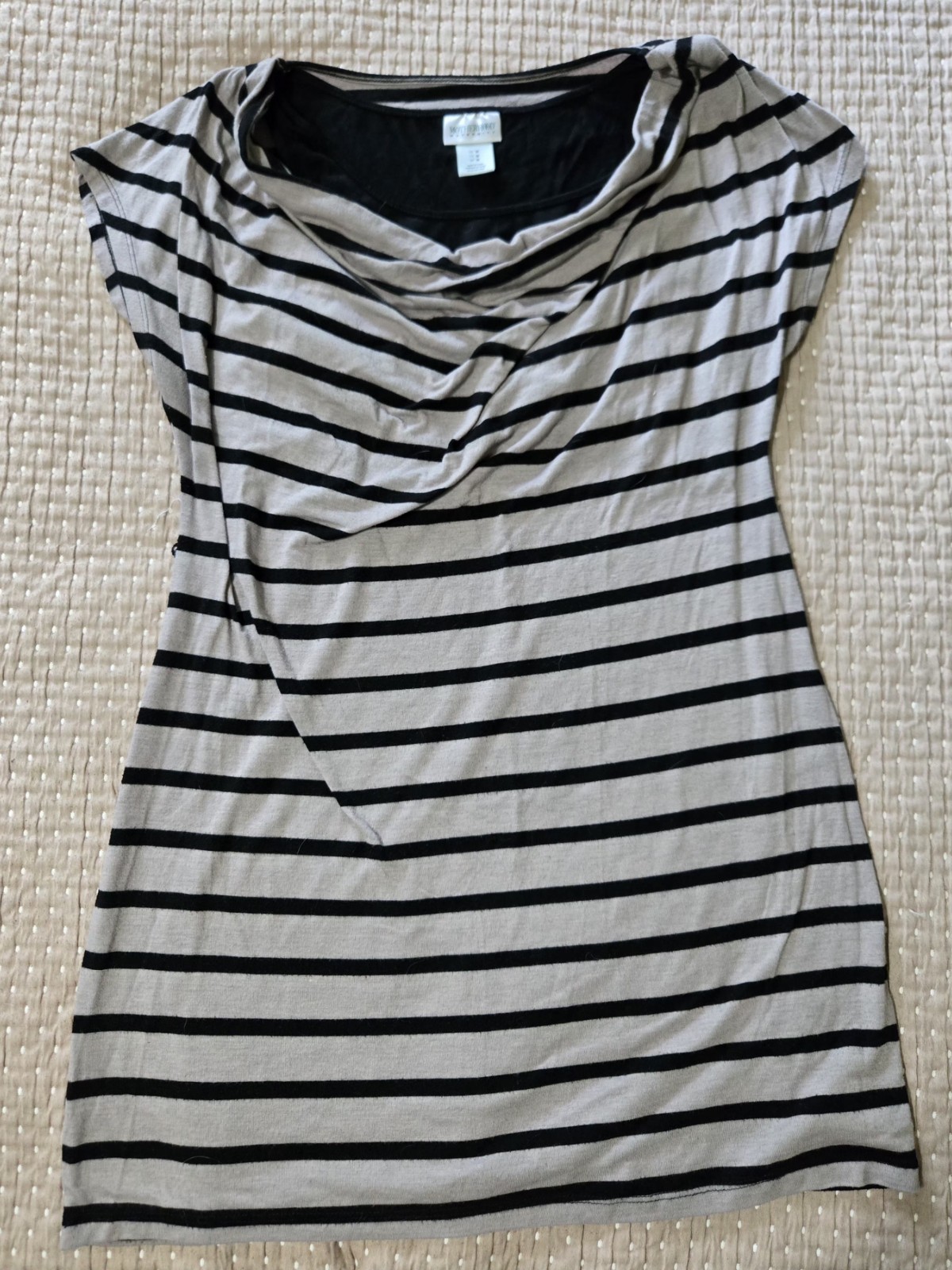 Motherhood Maternity Gray and Black Stripped Dress GUC Sz M Built in Tank