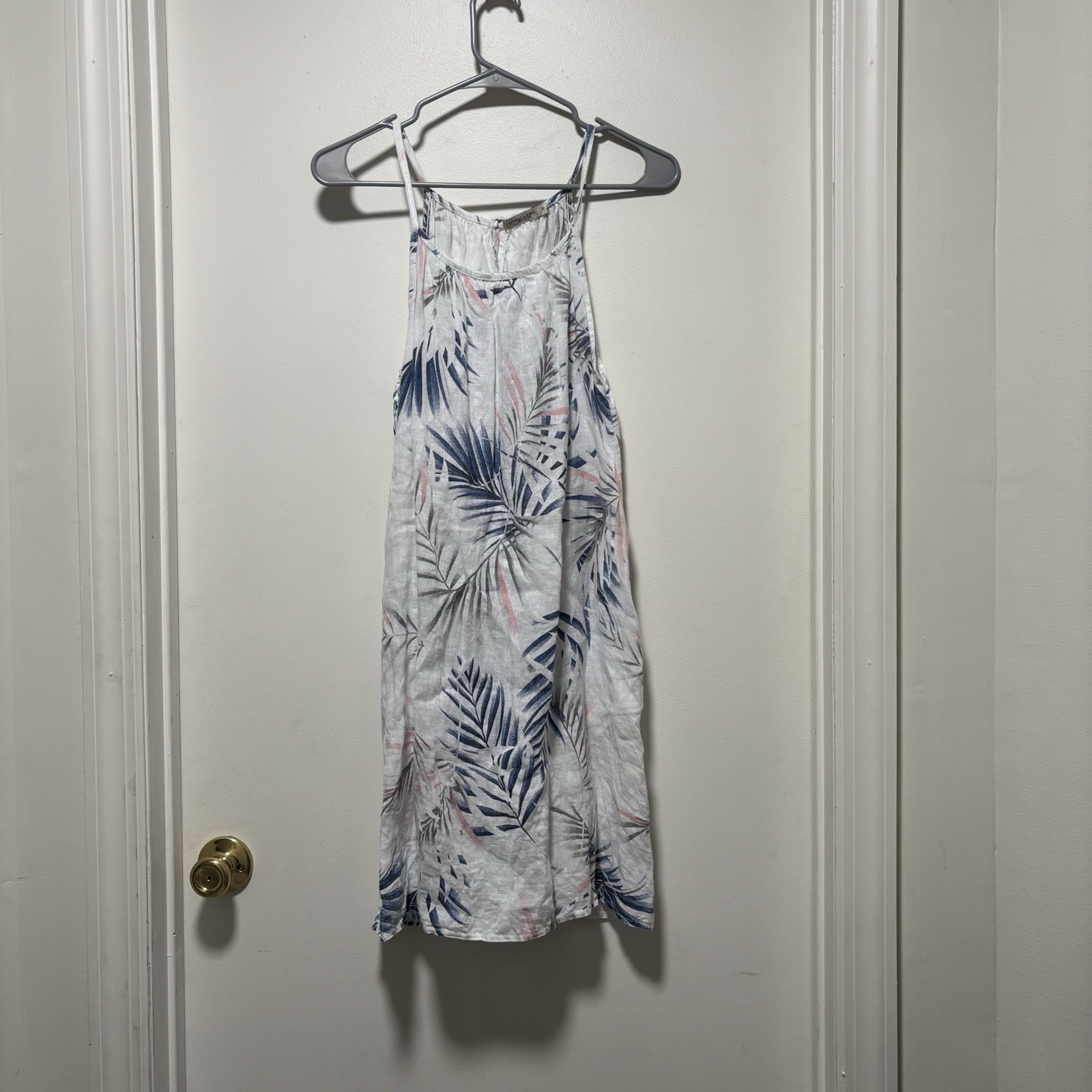 Lungo L’Arno Women’s Floral Summer Beach Dress 100% Linen Sz Small Made In Italy