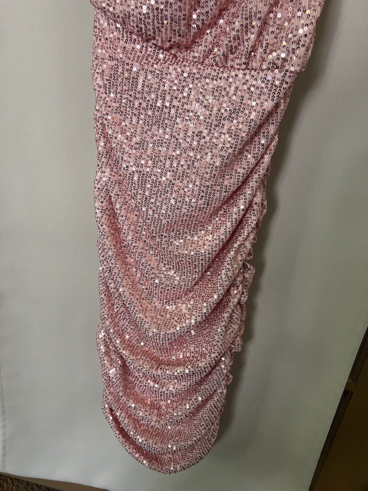Love x Design Womens Juniors Medium Pink Rose Gold Sequin One Shoulder Dress