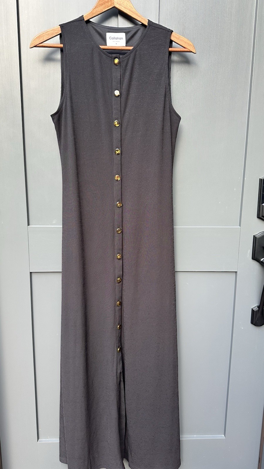 Callahan,Women’s Sleeveless Black Maxi Lined Very Silky Dress. A-1
