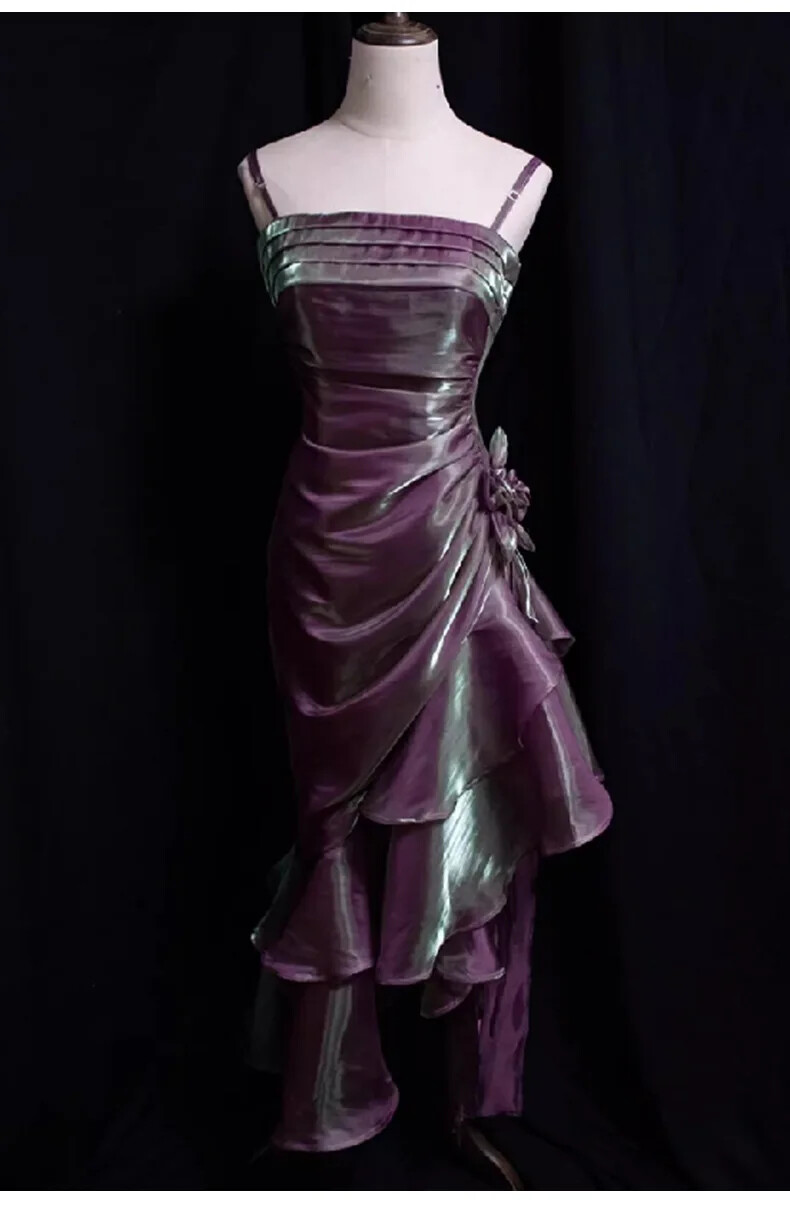 Fashion Simple Evening Dress Spaghetti Strap Ankle-length Elegant Sexy Prom