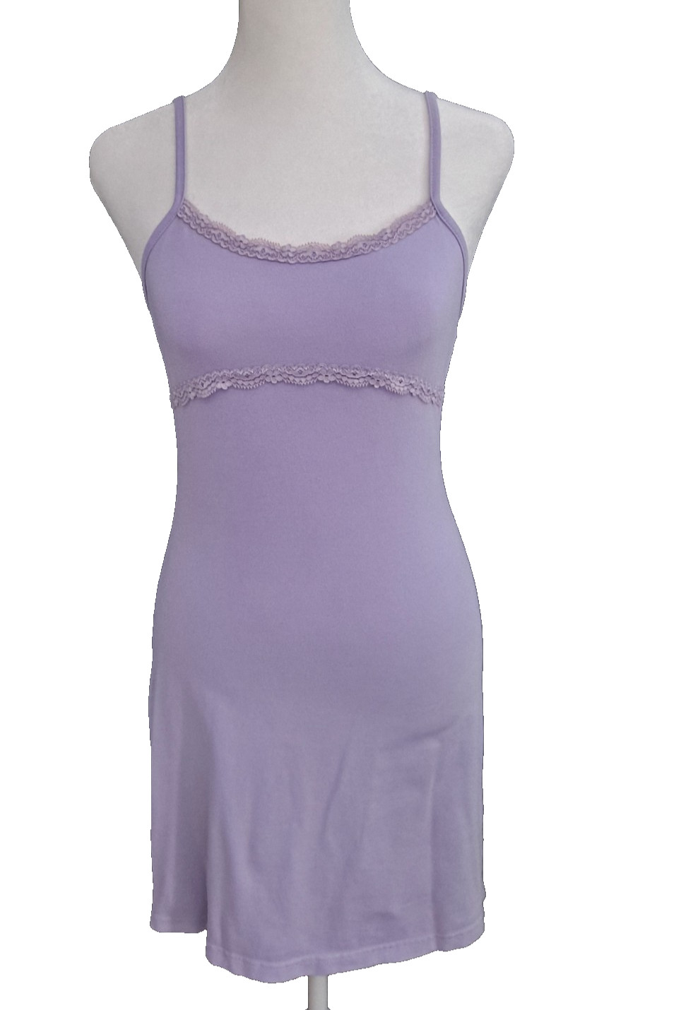SHEIN Women’s Lavender Lace Mini Dress Size XS • Spaghetti Strap Stretch Bodycon