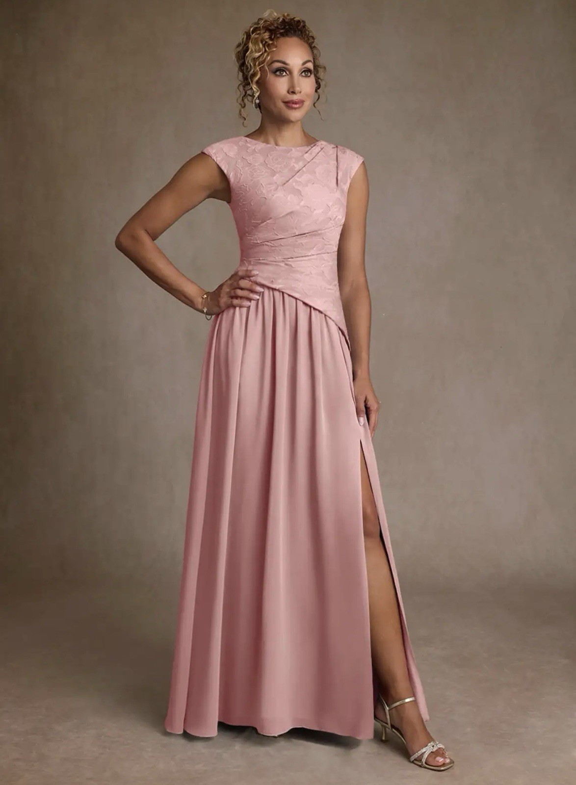 Azazie KalleenDusty Rose A-Line Pleated Chiffon Dress