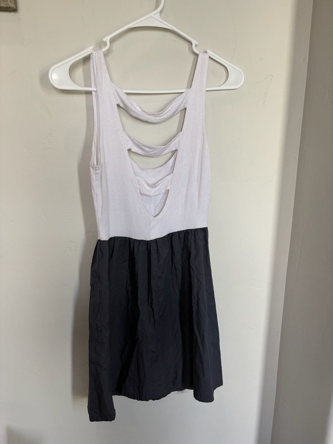 Be Bop White Tank and Black Skater Mini Dress with Strappy Back Detail