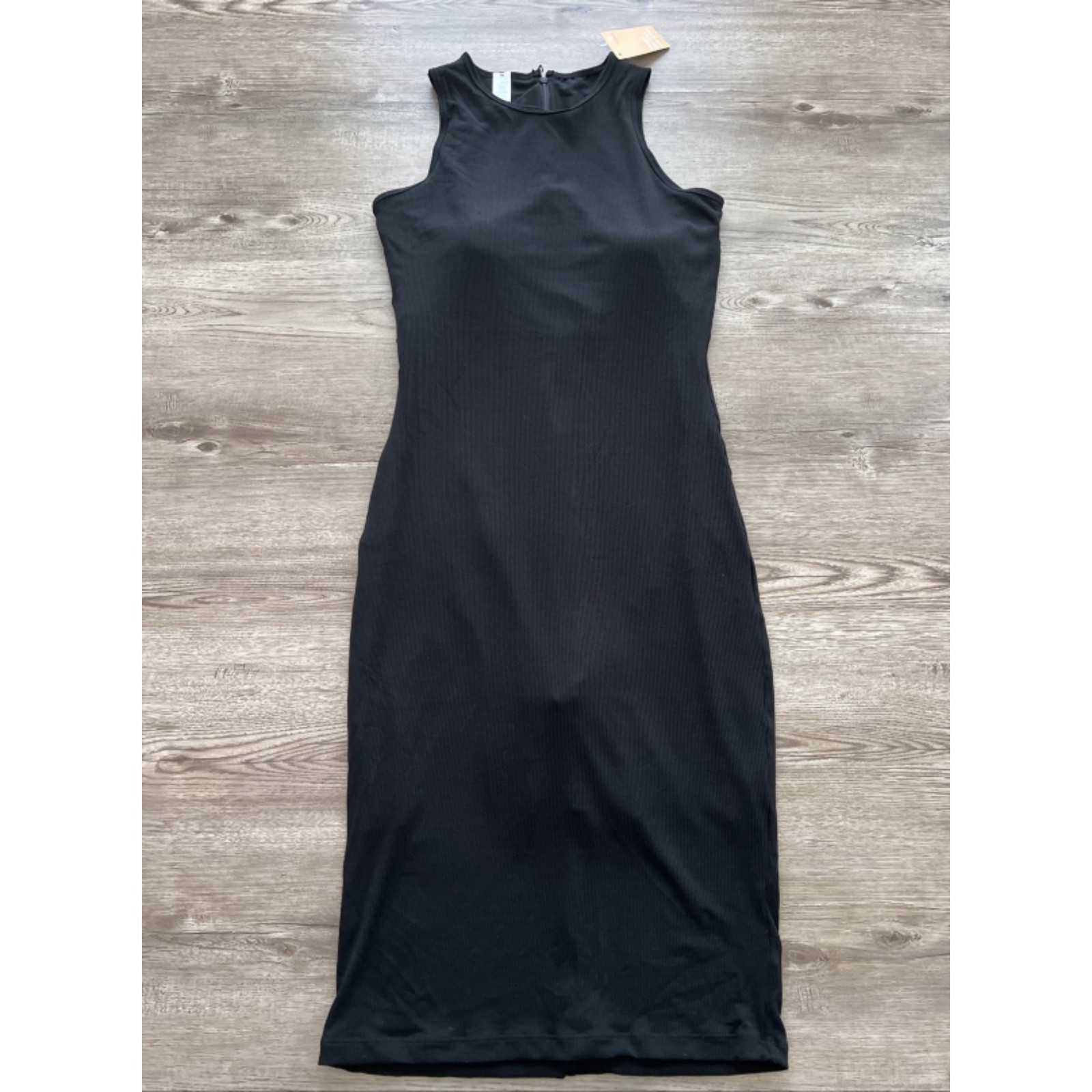 Popilush Rib Knit Tank Dress Womens XXL Black Built In Shapewear Bodycon NWT