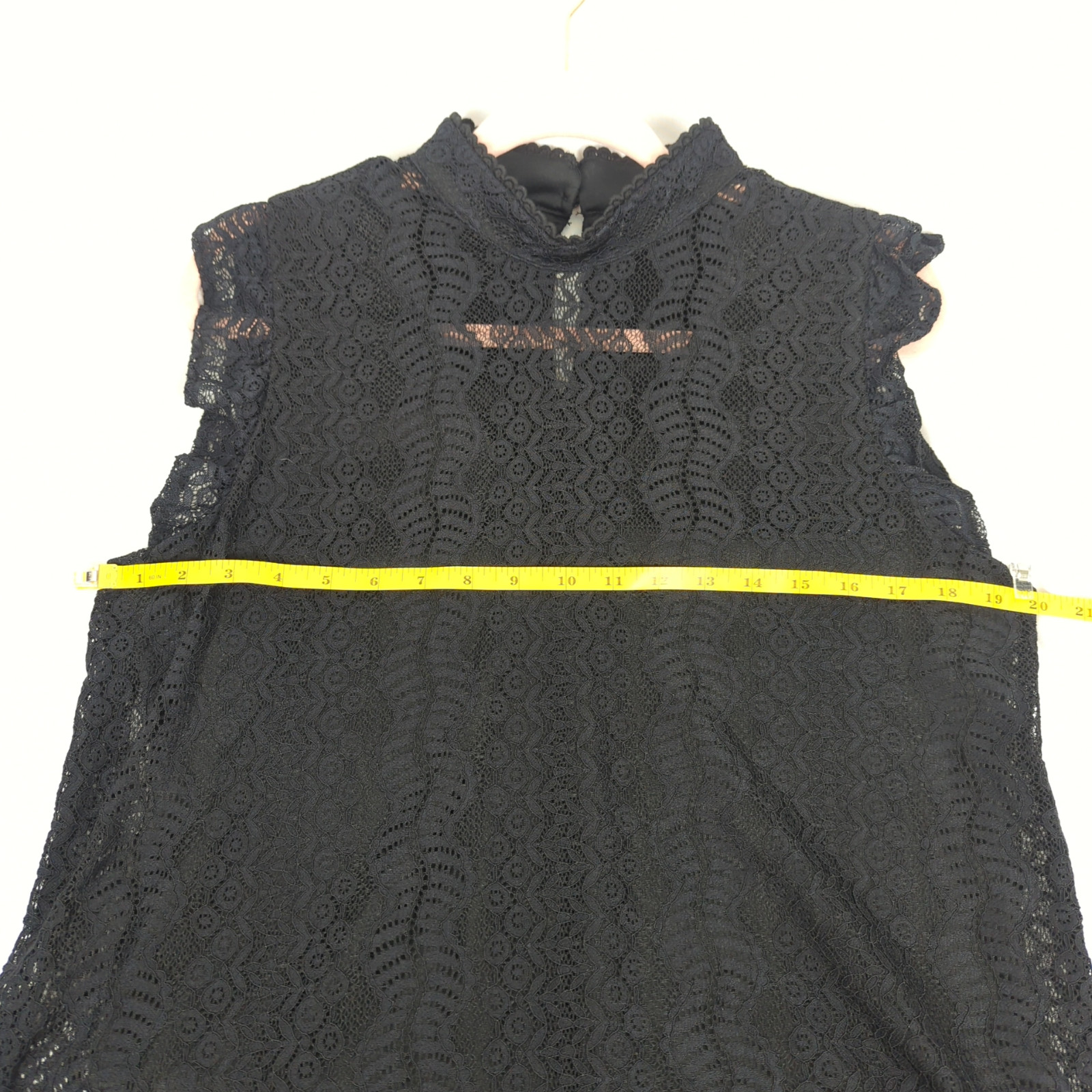 AS U WISH Women’s L Black Lace Overlay Lined High Neck Straight Mini Dress EUC