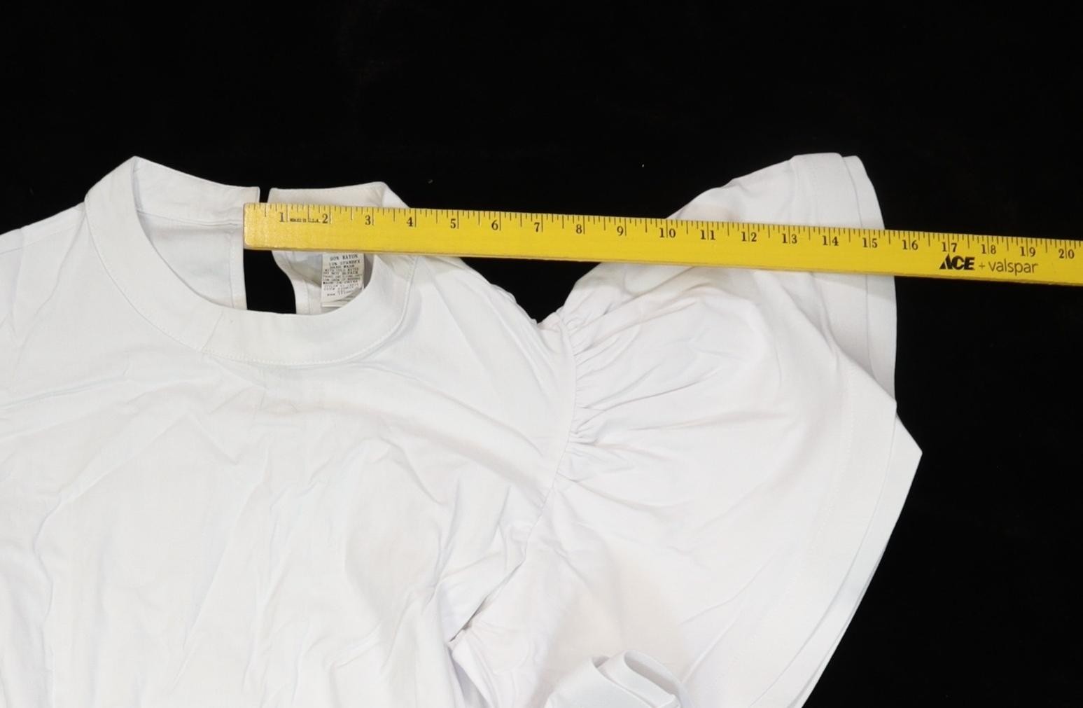 Callimoda Dress Womens 2XL White Crew Neck Puff Sleeve Midi Shift Party Wedding