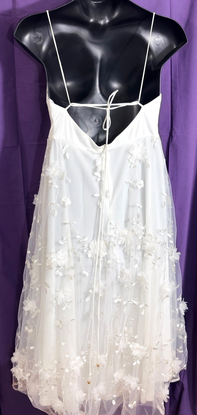 women’s Hello Molly dress size XL white sheer tulle overlay straps lining polyes