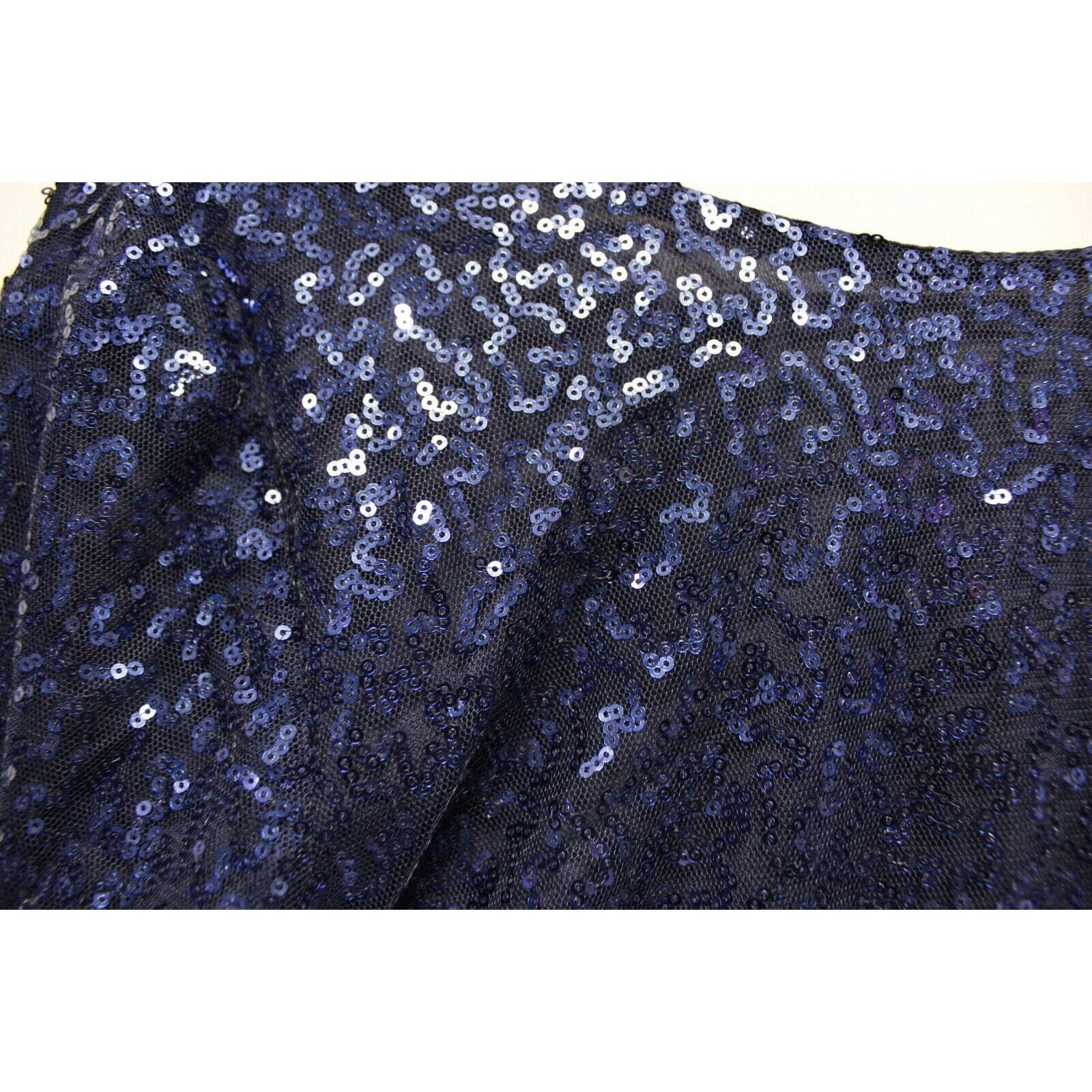 Club L Bodycon All Over Sequin Short Dress Women 8 Open Cowl Back Side Zip Blue