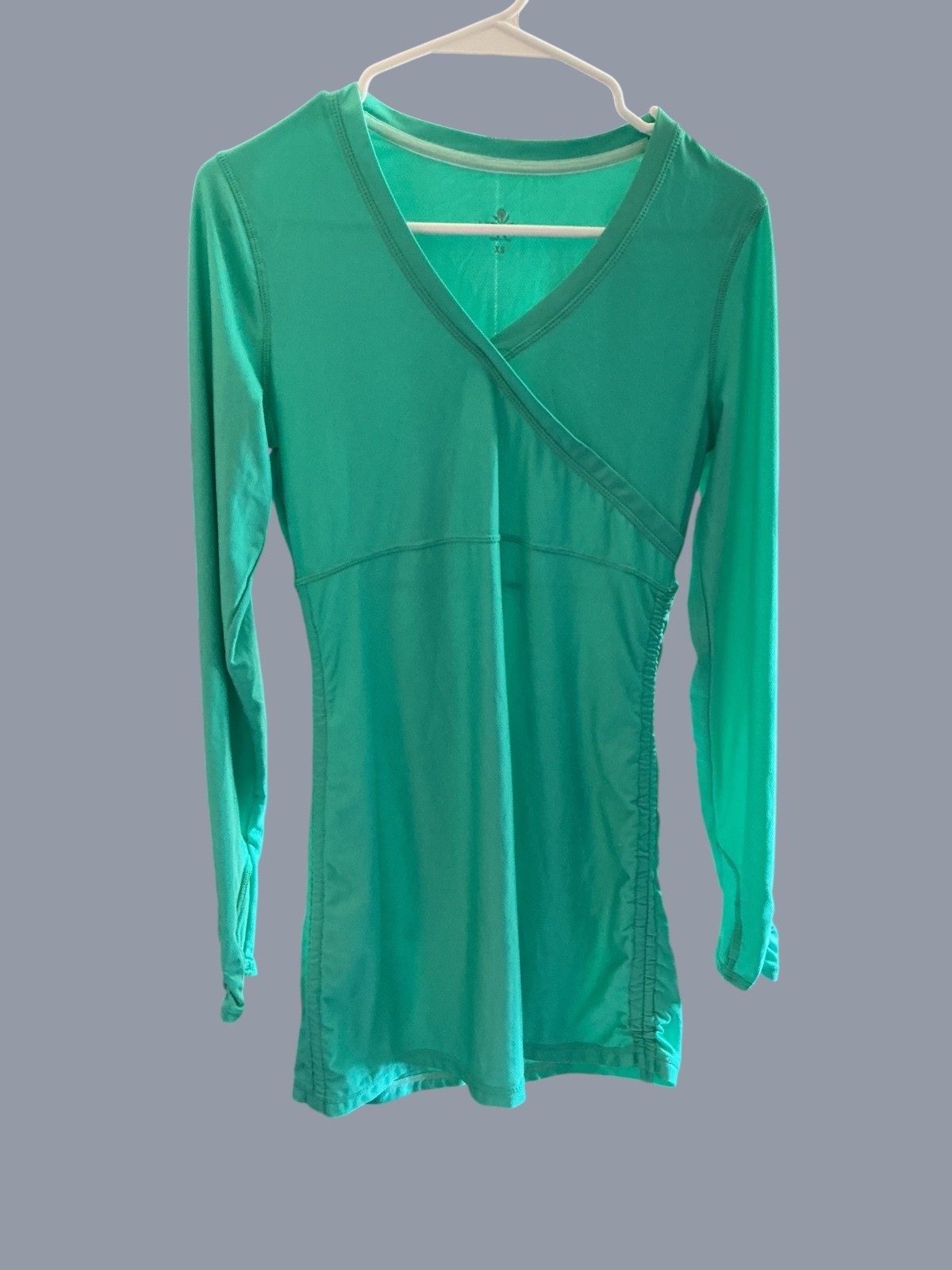 Athleta L/S dress/top with Side Drawstring, Green Size Small