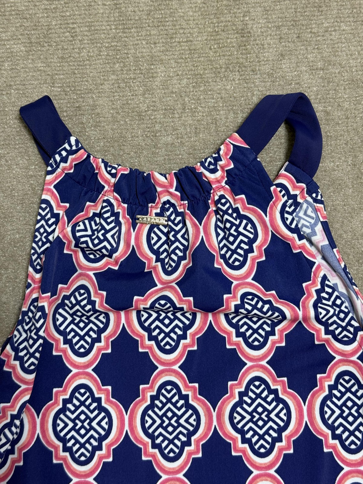 Cabana Life Dress Womens Small Geometric Sleeveless Summer Nylon Spandex Casual