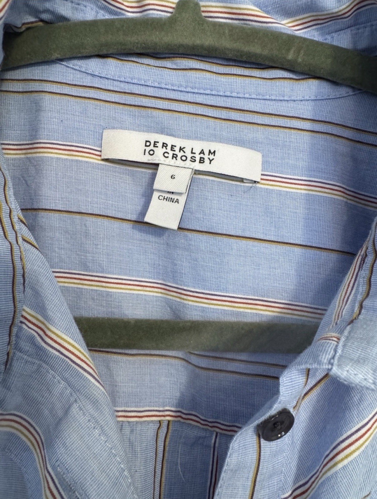 Derek Lam 10 Crosby Blue Striped Button-Up Shirt Dress Long Sleeve Size 6 Preppy